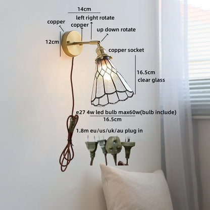 Amélie Nordic Glass Flower LED Wall Lamp Pink Copper