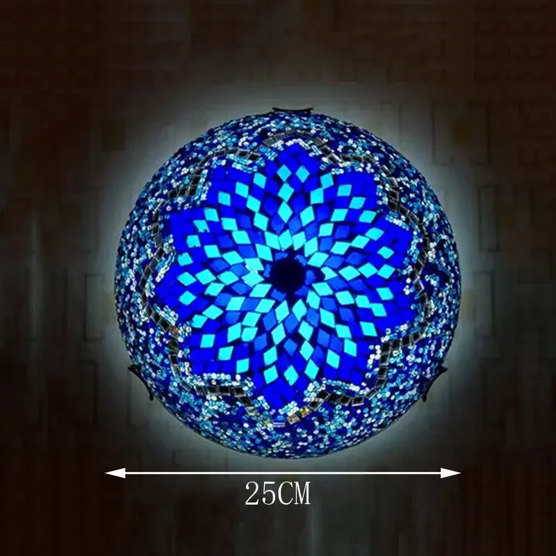 Madeleine Tiffany Stained Glass Ceiling Lamp Blue LED