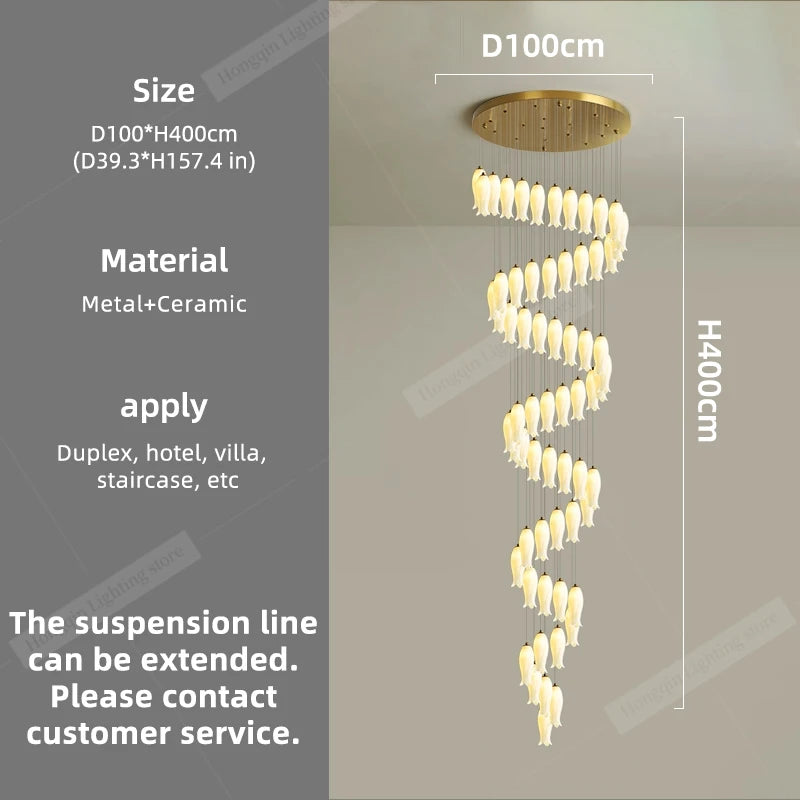 Amélie Suspension Minimaliste Céramique pour Escalier