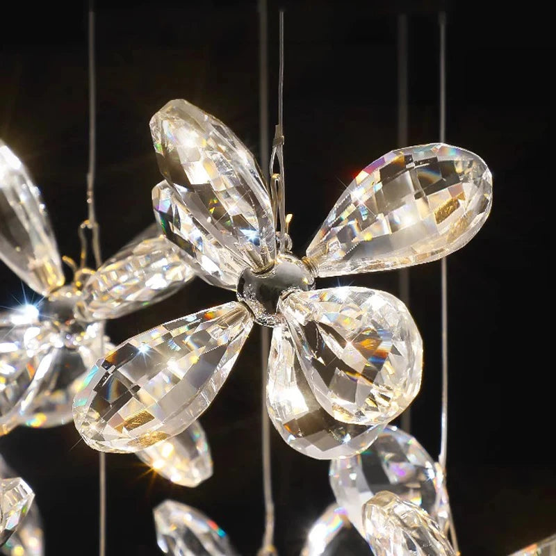 Suspension LED moderne de luxe en cristal avec fleur pour la maison et le restaurant