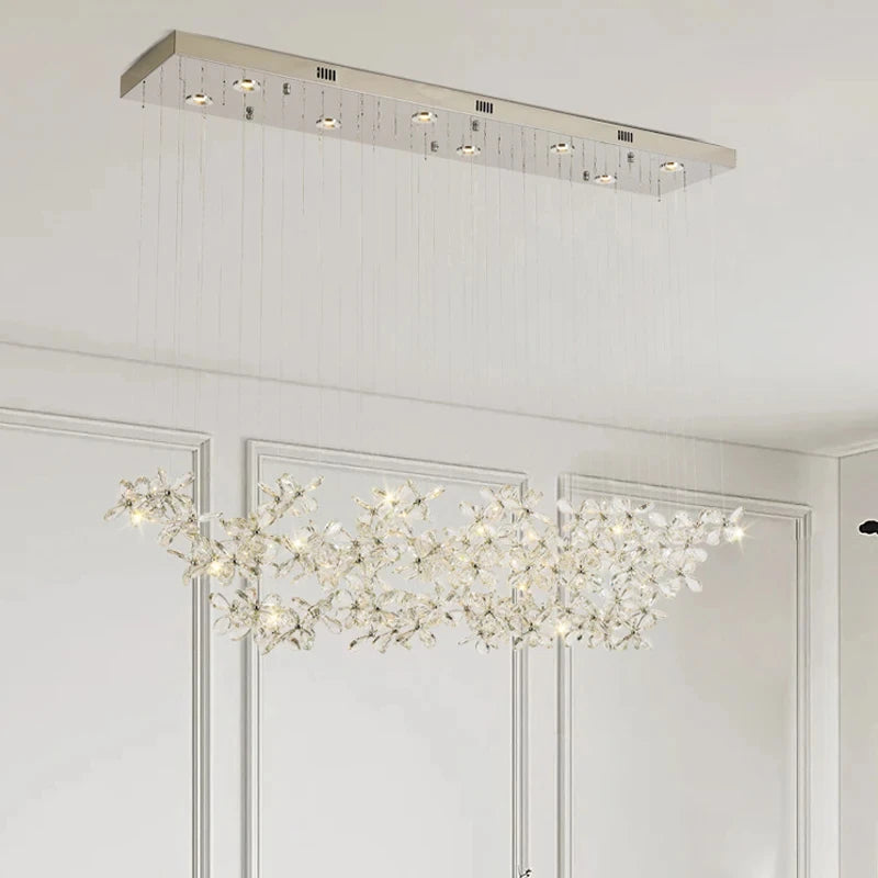 Suspension LED moderne de luxe en cristal avec fleur pour la maison et le restaurant