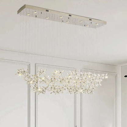 Suspension LED moderne de luxe en cristal avec fleur pour la maison et le restaurant