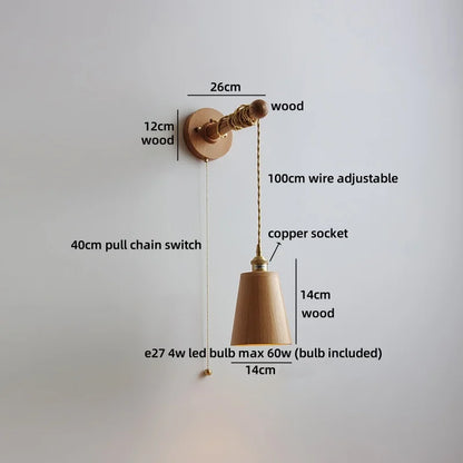 Élodie Nordic Ceramic Wood LED Wall Lamp E27 Plug