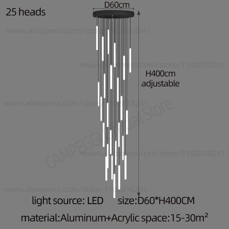 Lustre Colette Minimaliste Nordique LED pour Escalier