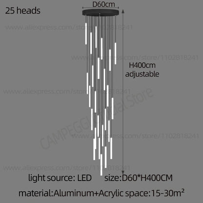 Lustre Colette Minimaliste Nordique LED pour Escalier