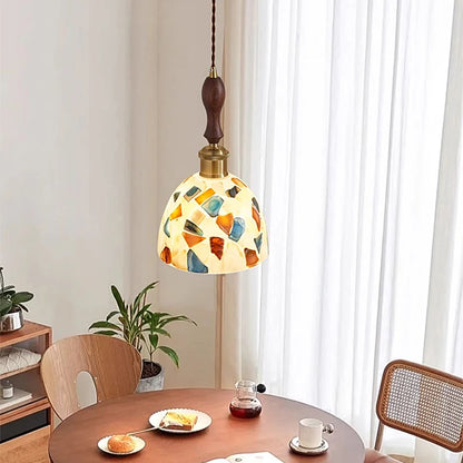 Camille Medieval Glass Walnut Pendant Light Bedroom Chandelier