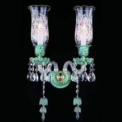 Long lustre en verre transparent pour salon et bureau