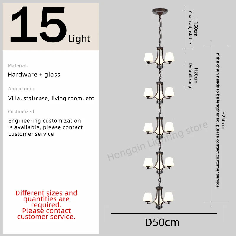 Isabelle Nordic Glass Stair Pendant Chandelier