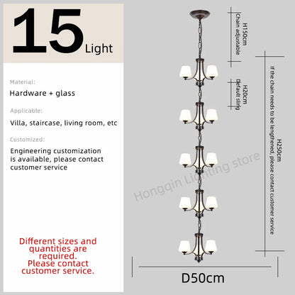 Isabelle Nordic Glass Stair Pendant Chandelier