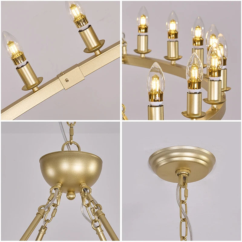 Lustre américain en forme de roue de chariot – Suspension rétro industrielle en forme de bougie pour café, restaurant, bar et salon
