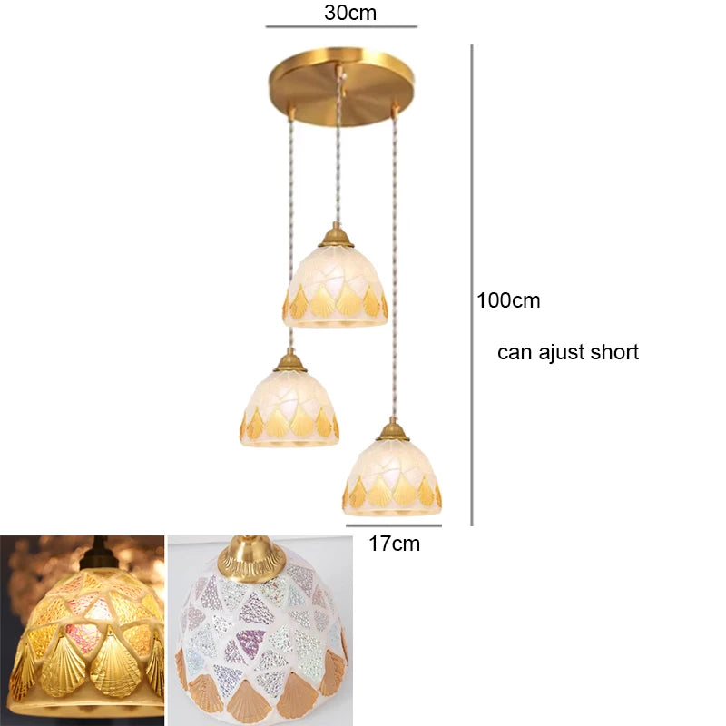 Isabelle Shell Suspension Verre Art Déco Lampe de Chevet
