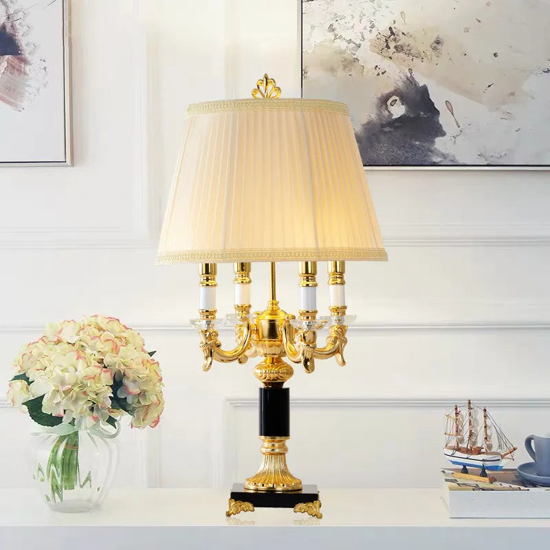 Lampe de Table Élysée Luxe Noir et Or avec Cristaux