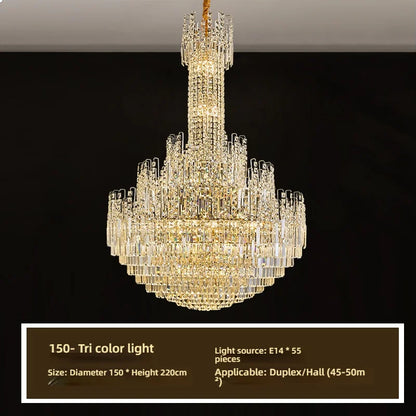 Lustre creux en cristal pour éclairage de hall en duplex et d'escalier