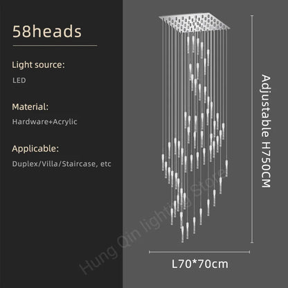Lustre d'escalier Amélie Crystal Ring
