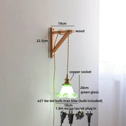 Élodie Nordic Ceramic Wood LED Wall Lamp E27 Plug