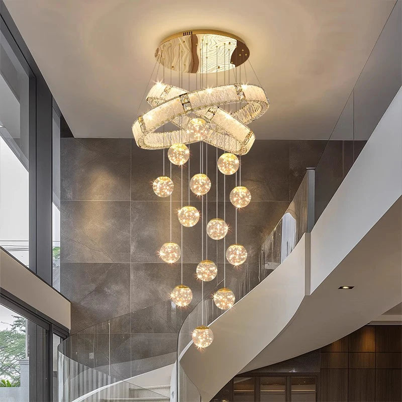 Lustre Suspendu LED Escalier de Cristal Élodie