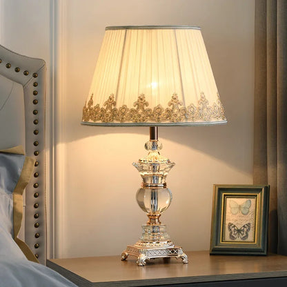Lampe de table LED en cristal, style rétro, pour chambre à coucher et salon