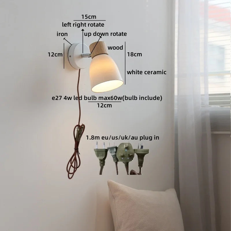 Applique murale Chloé en céramique avec accent en bois