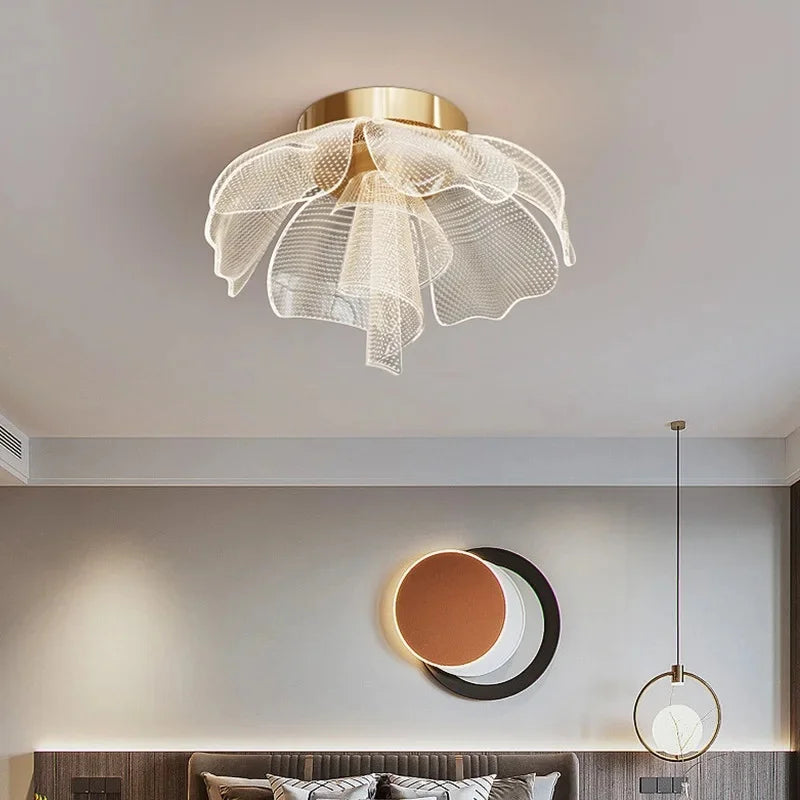 Juliette Luxury Gold Flower Acrylic LED Ceiling Light