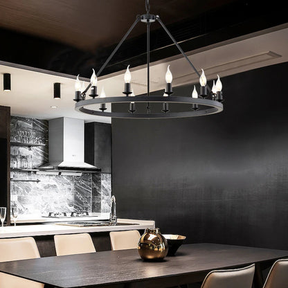 Wagon Wheel Chandelier Pendant Light for Cafés and Restaurants