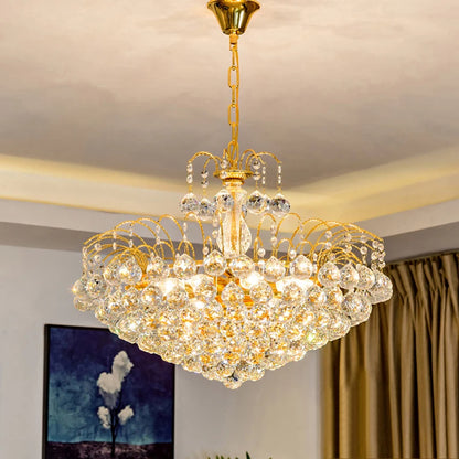 Lustre Célestine en cristal doré pour intérieurs modernes
