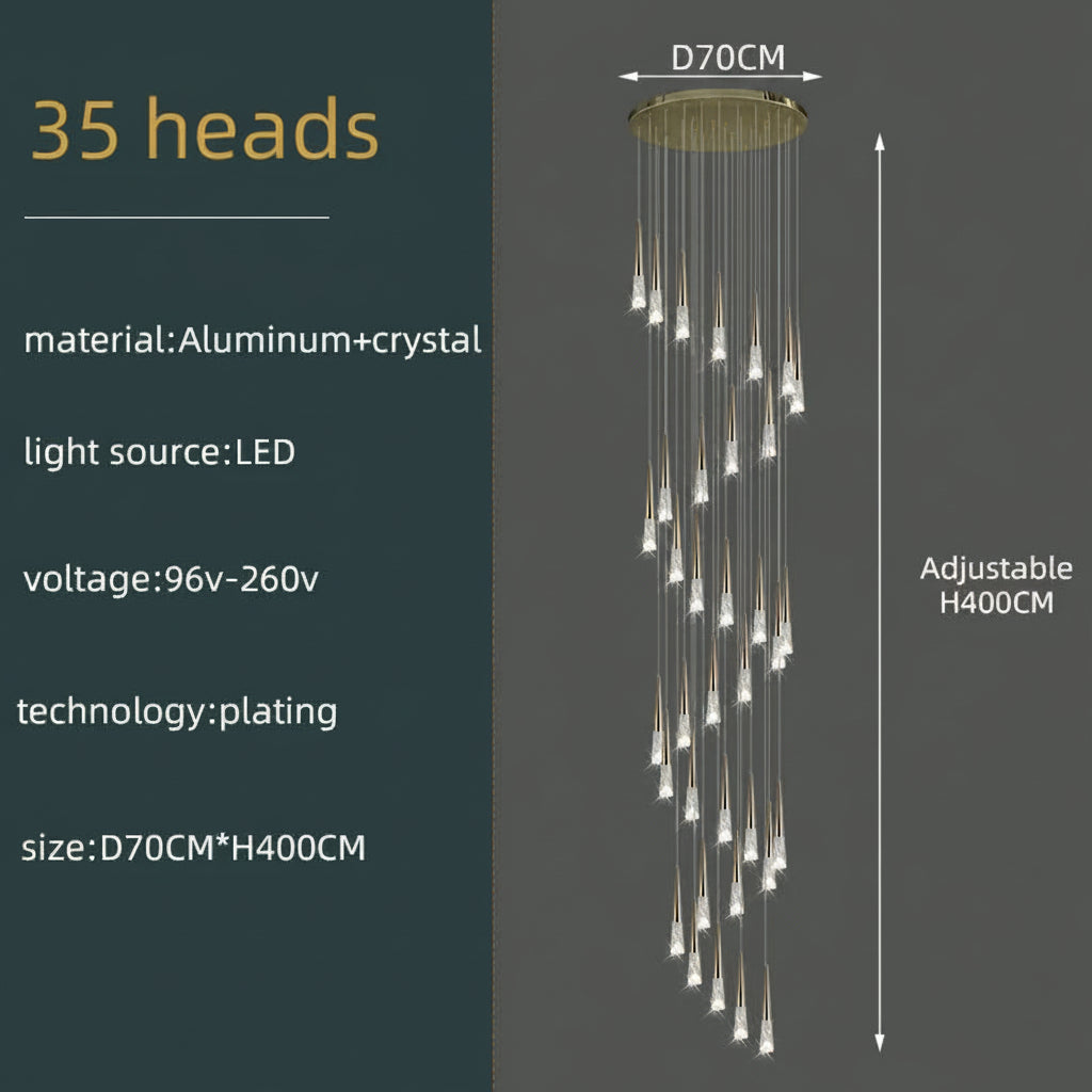 Lustre suspension Vivienne Crystal Staircase pour intérieurs de luxe