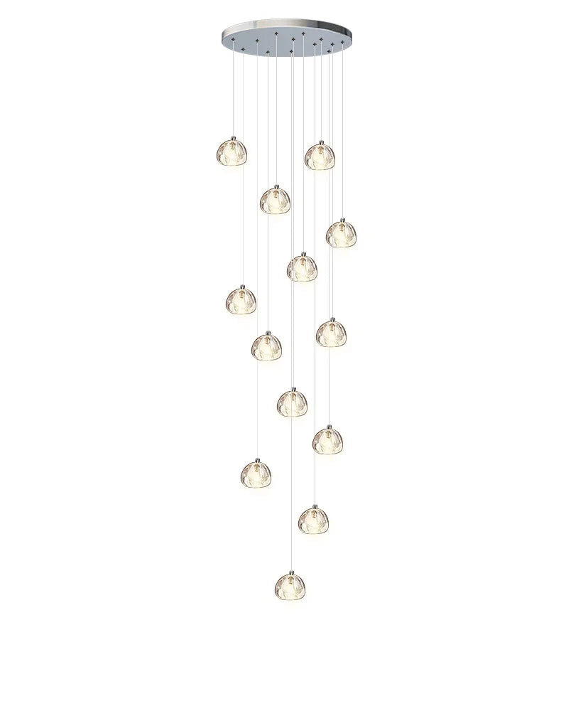 Lustre d'escalier en spirale en cristal Séraphine pour intérieurs de lofts de luxe