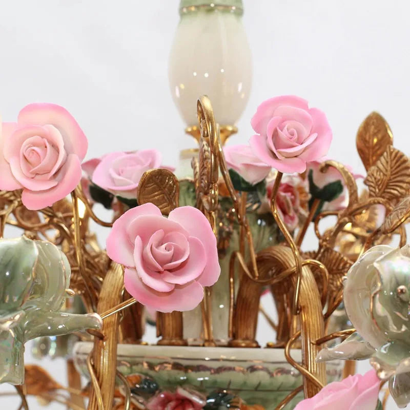 Lustre Élisabeth en porcelaine et laiton, plafonnier de luxe à la française
