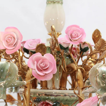 Lustre Élisabeth en porcelaine et laiton, plafonnier de luxe à la française