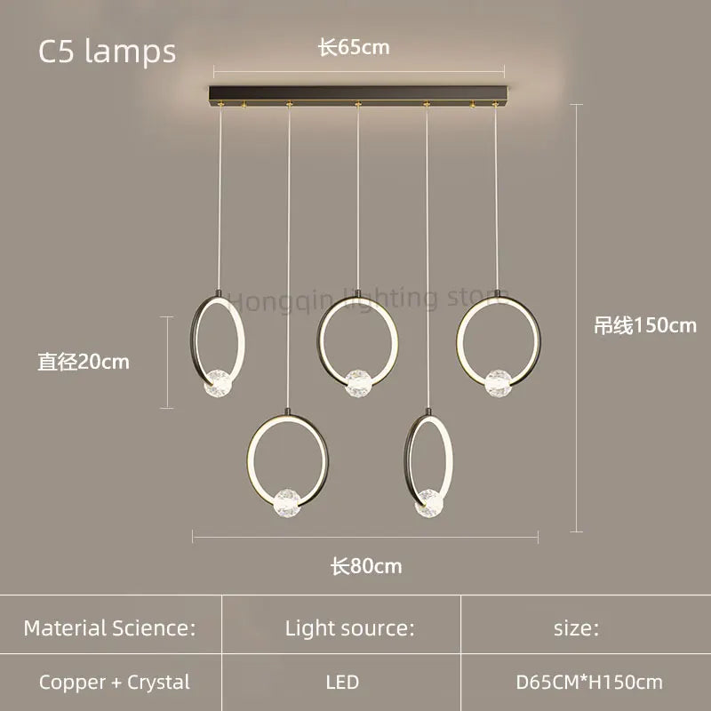 Lustre pendentif Margaux cuivre cristal