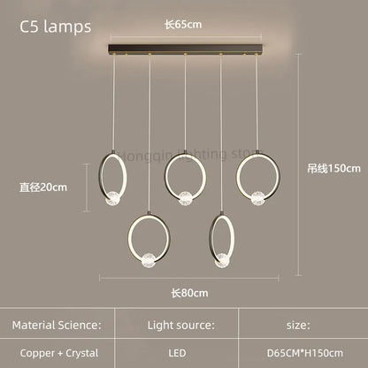 Lustre pendentif Margaux cuivre cristal