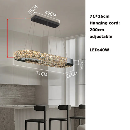 Lustre en cristal scandinave Sophie en acier noir pour plafond