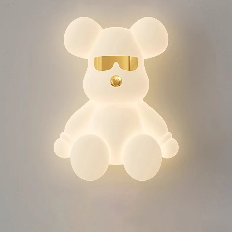 Amélie Nordic White Bear Kids LED Ceiling Light Minimalist