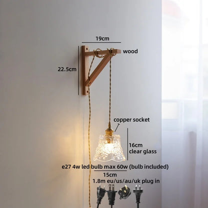 Élodie Nordic Ceramic Wood LED Wall Lamp E27 Plug