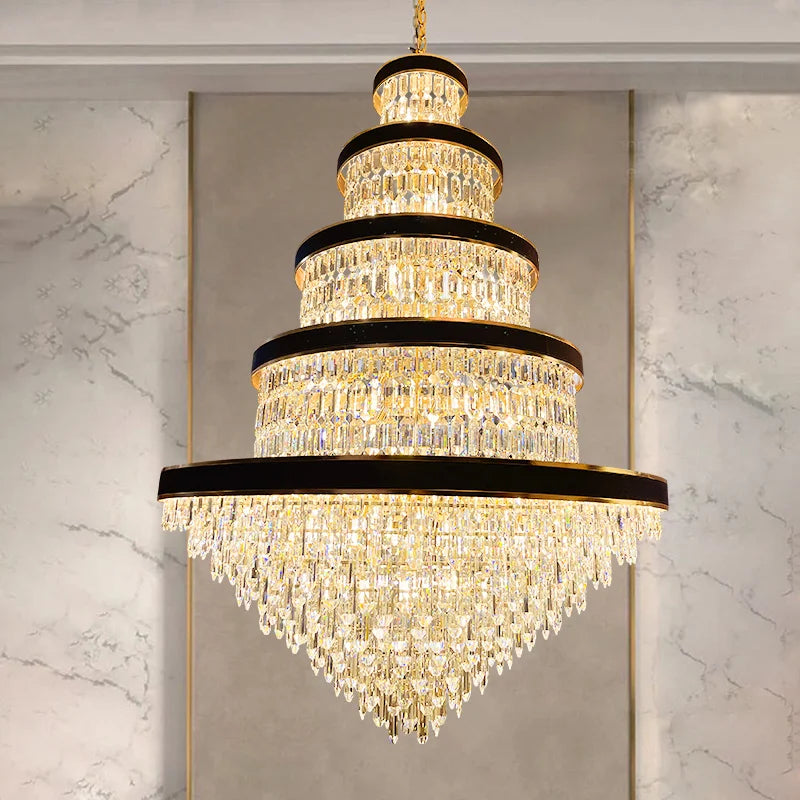 Lustre de luxe en cristal pour duplex et hall d'hôtel