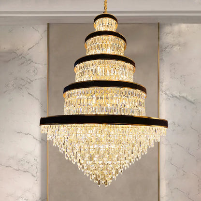 Lustre de luxe en cristal pour duplex et hall d'hôtel