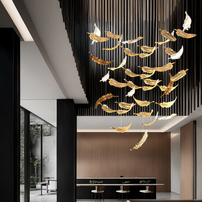Aurelio Luxury Duplex Hotel Lobby Glass Stone LED Chandelier