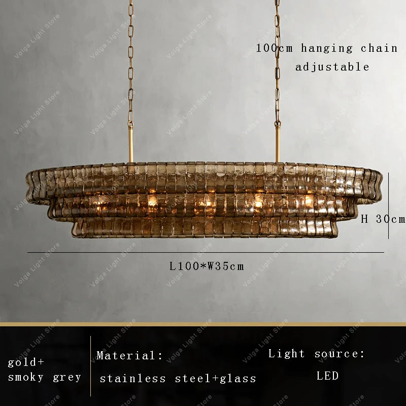 Gray Glass Round Ceiling Chandelier