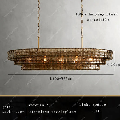 Gray Glass Round Ceiling Chandelier