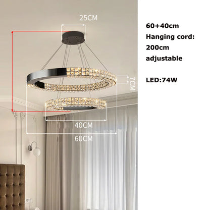 Lustre en cristal scandinave Sophie en acier noir pour plafond