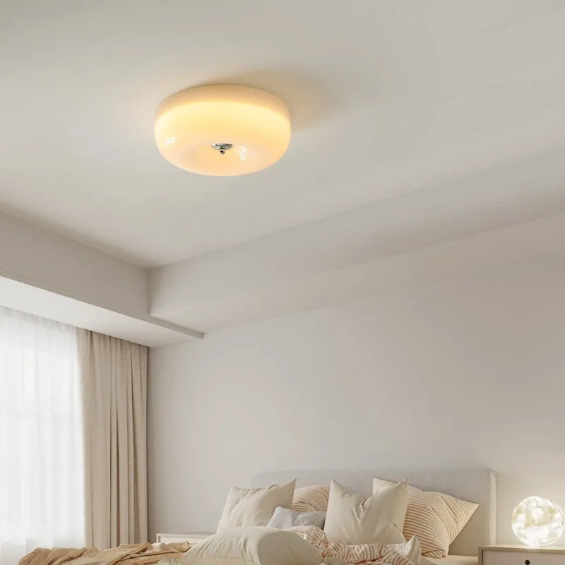 Plafonnier encastré Camille en verre beige pour couloir et chambre