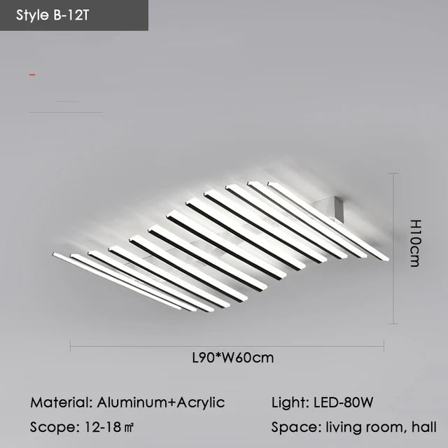 Élodie Minimalist Black Line LED Ceiling Chandelier Adjustable
