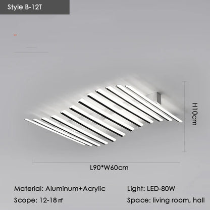 Élodie Minimalist Black Line LED Ceiling Chandelier Adjustable