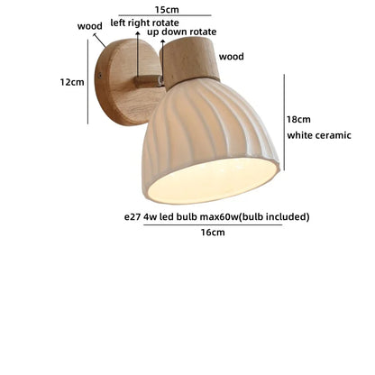 Camille Applique Murale LED en Céramique Blanche Interrupteur E27 Nordique