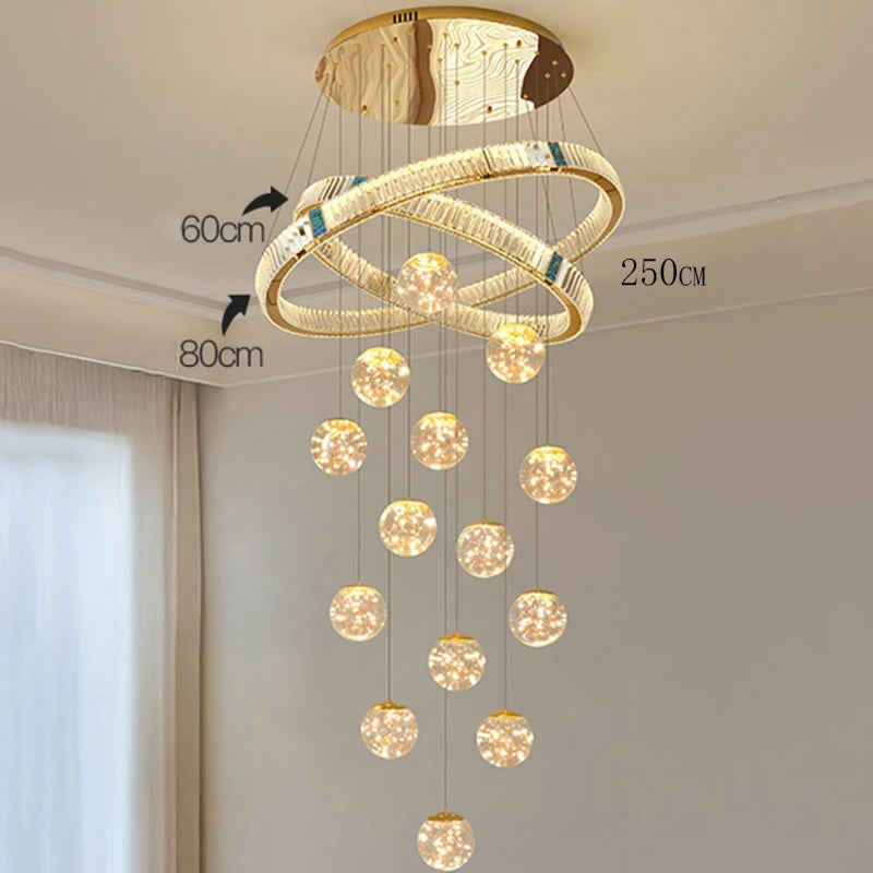Lustre Suspendu LED Escalier de Cristal Élodie