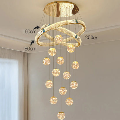 Lustre Suspendu LED Escalier de Cristal Élodie