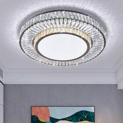 Plafonnier LED Isabella de luxe doré en cristal avec télécommande
