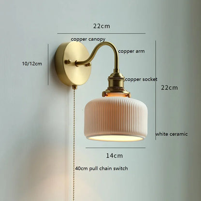 Émilie Rotating Glass Wall Lamp Pull Chain