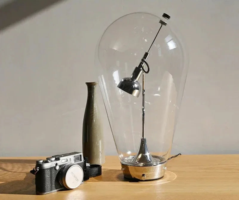 Adele Chrome Dimmable Glass Lamp