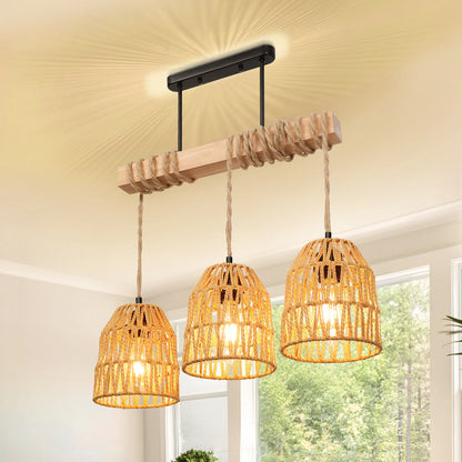 Suspension Plafonnier Élise Boho Rotin E27 Tressé Main